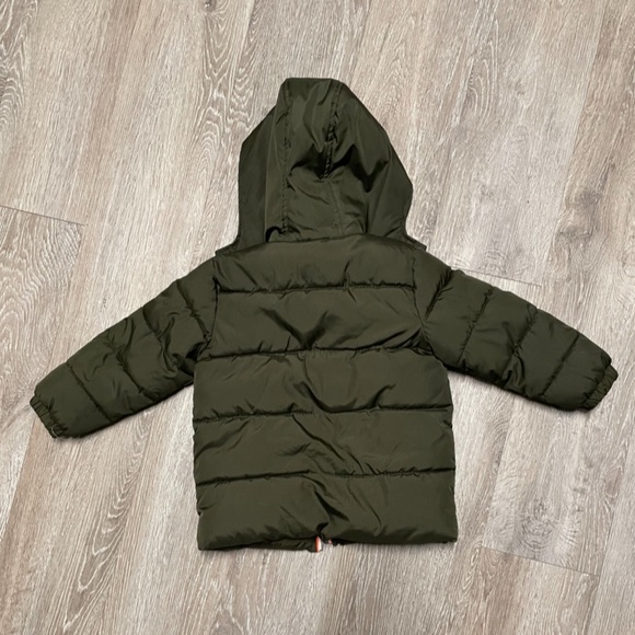 iXtreme Olive Green Puffer Coat W/Hood with orange & white along zipper Sz 3T - Picture 2 of 6